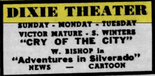 Dixie Theatre - Aug 28 1949 Article (newer photo)